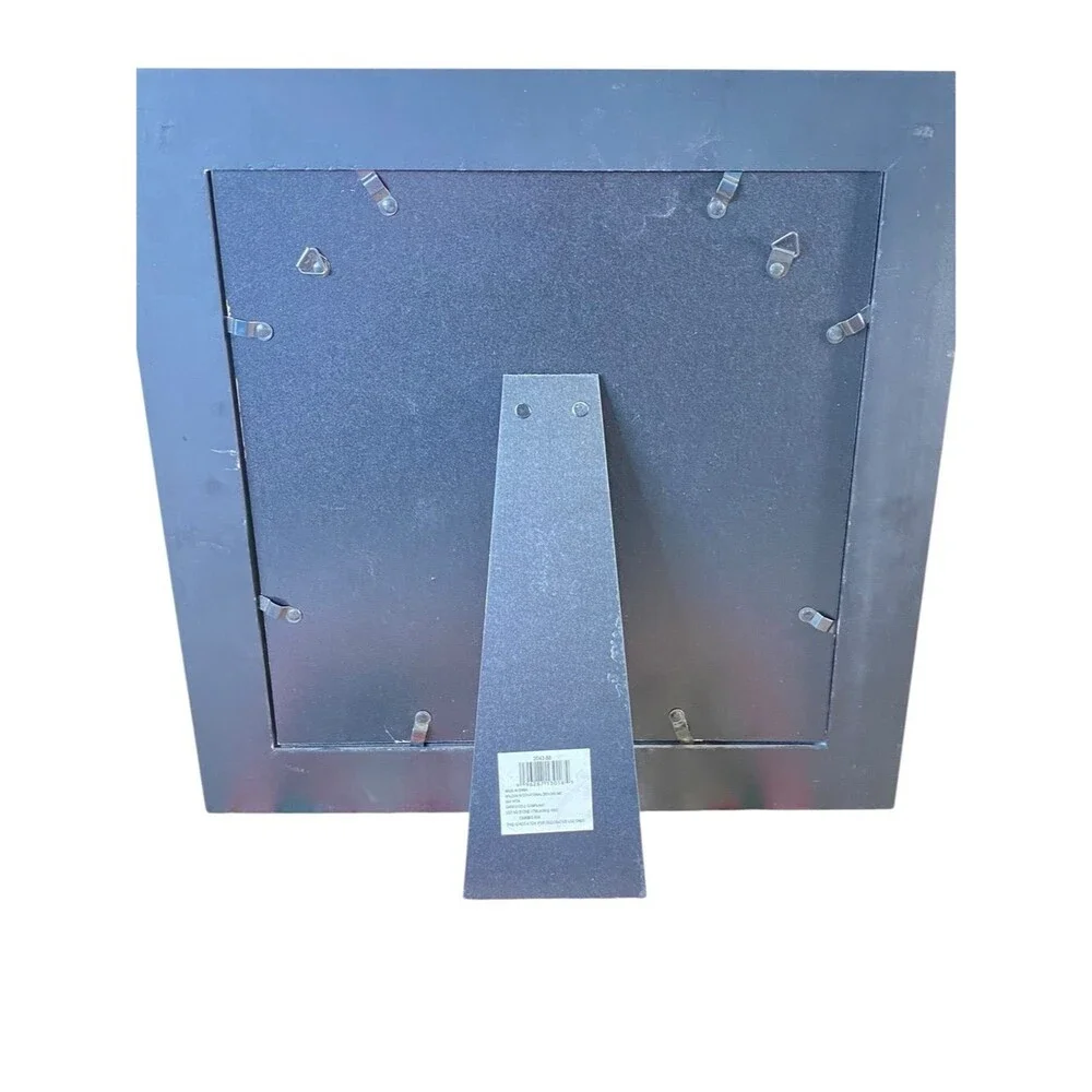 Square Wooden Picture Frame Easel Back or Hanging Black Frame with White Matting